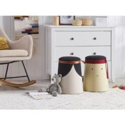 Pouf Per Bambini Poggiapiedi Imbottito Con Contenitore Bianco Samurai -Armonia Casa 24114784 2