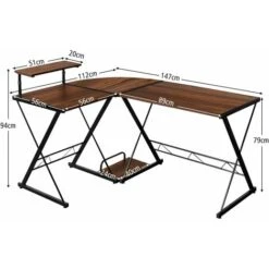 Scrivania Angolare A Forma L, Scrivania Da Angolo Per Computer, Con Alzata Per Monitor, Postazione Da Lavoro Angolare Per Casa E Ufficio (Noce) 9 Scrivania Angolare A Forma L, Scrivania Da Angolo Per Computer, Con Alzata Per Monitor, Postazione Da Lavoro Angolare Per Casa E Ufficio (Noce) -Armonia Casa 24212615 5