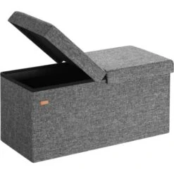 Cassapanca Con Coperchio Baule Ripiegabile Box Per Giochi Poggiapiedi Contenitore L - Grigio Scuro