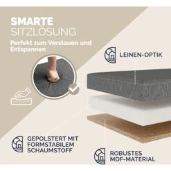 Cassapanca Con Coperchio Baule Ripiegabile Box Per Giochi Poggiapiedi Contenitore L - Grigio Scuro -Armonia Casa 24528871 4