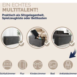 Cassapanca Con Coperchio Baule Ripiegabile Box Per Giochi Poggiapiedi Contenitore L - Grigio Scuro -Armonia Casa 24528871 5