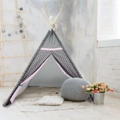 Tenda Bambini Indiani Giocattolo In Poliestere Motivo Stelle 115 X 115 X 160 Cm