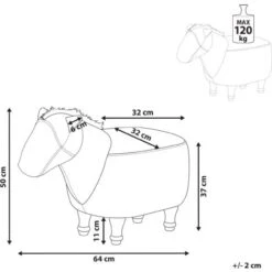 Pouf Per Bambini In Tessuto Effetto Pelle Marrone Scuro Gambe In Legno Horse -Armonia Casa 25981979 3