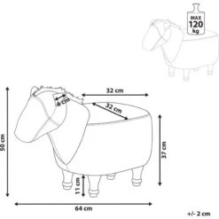 Pouf Per Bambini In Tessuto Effetto Pelle Beige Con Gambe In Legno Horse -Armonia Casa 25982026 3