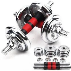 Trade Shop - Set Manubri Componibili Pesi Regolabili Palestra Dumbbell In Acciaio 25kg Totale