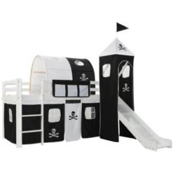 Hommoo Letto A Castello Per Bambini Scivolo E Scala In Pino 97x208cm VD22005