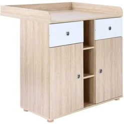 Nova Mobile Fasciatoio 2 Cassetti 3 Ripiani Aperti 2 Scomparti Con Ante In Rovere