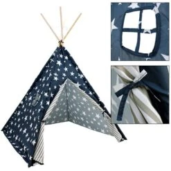 Tenda Tipi Per Bambini Da Gioco Cameretta Giocattolo Interno Esterno Tende Blu -Armonia Casa 26924558 3