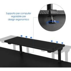 Scrivania Gaming Scrivania Ufficio Computer Tavolo Per Computer, Con Supporto Per Cuffia, Tazze E Audio, Nero, 132 X 60 X 90,5-99,5cm 8 Scrivania Gaming Scrivania Ufficio Computer Tavolo Per Computer, Con Supporto Per Cuffia, Tazze E Audio, Nero, 132 X 60 X 90,5-99,5cm -Armonia Casa 27075137 4