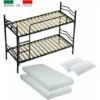 Letto A Castello Con Rete A Doghe 2 Cuscini E 2 Materassi, 203x145,5x83 Cm