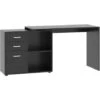 HOMCOM Scrivania Ad Angolo Con Cassettiera, Per Ufficio E Casa, Forma A L, Nero
