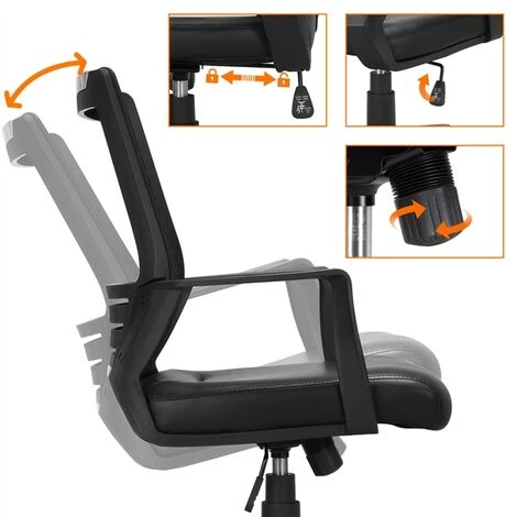 Yaheetech Sedia Ufficio Scrivania Ergonomica Lombare Girevole In Rete Traspirante Reclinabile Imbottita Regolabile In Altezza Con Braccioli E Ruote Nero 2 Yaheetech Sedia Ufficio Scrivania Ergonomica Lombare Girevole In Rete Traspirante Reclinabile Imbottita Regolabile In Altezza Con Braccioli E Ruote Nero - immagine 2