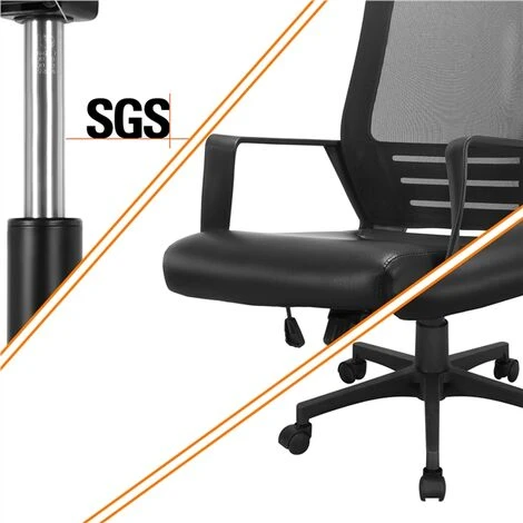 Yaheetech Sedia Ufficio Scrivania Ergonomica Lombare Girevole In Rete Traspirante Reclinabile Imbottita Regolabile In Altezza Con Braccioli E Ruote Nero 4 Yaheetech Sedia Ufficio Scrivania Ergonomica Lombare Girevole In Rete Traspirante Reclinabile Imbottita Regolabile In Altezza Con Braccioli E Ruote Nero - immagine 4