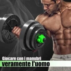 Trade Shop - Kit 2in1 Bilanciere + Manubri Con Pesi Regolabili Componibili Palestra Tot 10 Kg -Armonia Casa 27621713 3