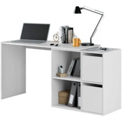 Scrivania Pc Ufficio Mutiposizione Angolare/dritta Studio Casa BIANCA Computer Gaming 120 X 77 X 74 Cm 008311A -Armonia Casa 27636926 3