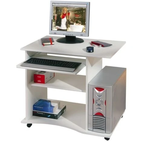 Mini Ufficio Con Ruote Bianco, 80x75x50 Cm 1 Mini Ufficio Con Ruote Bianco, 80x75x50 Cm