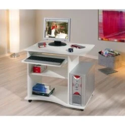 Mini Ufficio Con Ruote Bianco, 80x75x50 Cm 5 Mini Ufficio Con Ruote Bianco, 80x75x50 Cm -Armonia Casa 27649038 2