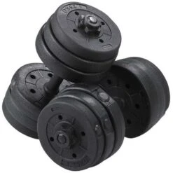 Yaheetech Set 2 Manubri 10 Kg Palestra Casa 12 Piastre Diversi Pesi Coppia Manubrio Regolabile Nero