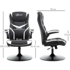 Vinsetto Sedia Poltrona Gaming Da Ufficio, Altezza Regolabile E Braccioli Pieghevoli -Armonia Casa 27977570 3