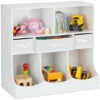 Relaxdays Scaffale Portagiochi Per Bambini, 75 X 80 X 40 Cm, Libreria Con 8 Scomparti, Mobile Arredo Cameretta, Bianco