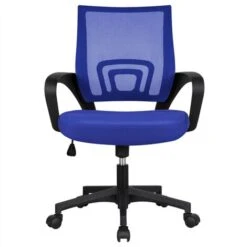 Yaheetech Sedia Da Ufficio Per Scrivania Ergonomica Reclinabile Girevole Altezza Regolabile Con Rotelle Direzionale E Braccioli In Rete Traspirante - Blu Motivo Quadrato