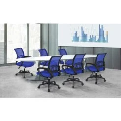 Yaheetech Sedia Da Ufficio Per Scrivania Ergonomica Reclinabile Girevole Altezza Regolabile Con Rotelle Direzionale E Braccioli In Rete Traspirante - Blu Motivo Quadrato -Armonia Casa 28554139 5