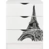 Casettiera Roma Bianca In Legno Con Cassetti - Motivo Torre Eiffel