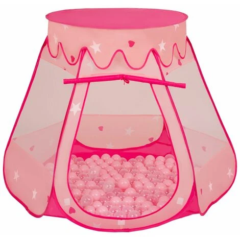 Selonis Tenda 105X90cm/200 Palline Castello Con Palline Colorate Per Bambini, Rosa:Rosa Chiaro/Trasparente 1 Selonis Tenda 105X90cm/200 Palline Castello Con Palline Colorate Per Bambini, Rosa:Rosa Chiaro/Trasparente