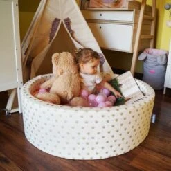 KiddyMoon 90X40cm/SENZA Palline Piscina Di Palline Colorate Per Bambini Tondo Fabbricato In EU, Rosa:Grigio/Bianco/Rosa -Armonia Casa 28783581 4