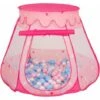 Selonis Tenda 105X90cm/100 Palline Castello Con Palline Colorate Per Bambini, Rosa:Azzurro/Rosa Chiaro/Perla