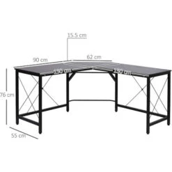 Homcom Scrivania Angolo Spaziosa In Legno E Metallo, Nero -Armonia Casa 28945936 3