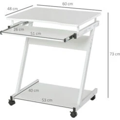 HOMCOM Tavolo Scrivania Porta PC Piano Tastiera A Scomparsa E 4 Ruote, Bianco -Armonia Casa 28947098 3