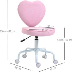 HOMCOM Sedia Per Scrivania Cameretta A Forma Di Cuore Con 5 Rotelle Girevoli -Armonia Casa 28947298 3