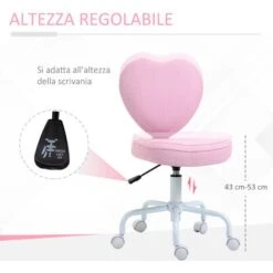 HOMCOM Sedia Per Scrivania Cameretta A Forma Di Cuore Con 5 Rotelle Girevoli -Armonia Casa 28947298 5
