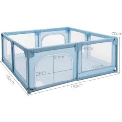 COSTWAY Box Per Bambini Centro Attività Portatile Per Neonati, Rete Traspirante, 190 X 150 X 70cm (Blu) -Armonia Casa 28990638 5