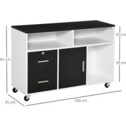 HOMCOM Mobile Porta Stampante Con Cassetti Mobiletto Multiuso Nero E Bianco -Armonia Casa 29040409 3