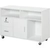 HOMCOM Mobile Porta Stampante Con Cassetti Mobiletto Multiuso Bianco