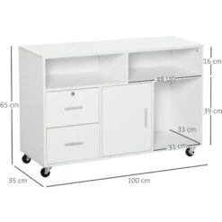 HOMCOM Mobile Porta Stampante Con Cassetti Mobiletto Multiuso Bianco -Armonia Casa 29040415 3