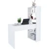 Scrivania Con Libreria Reversibile Salvaspazio Kirkensen Scrittoio Scaffali Laterali Mobile Desk Postazione Pc Da Studio Ufficio Soggiorno Sala Da Pranzo 120 X 144 X 53 Cm Colore Bianco