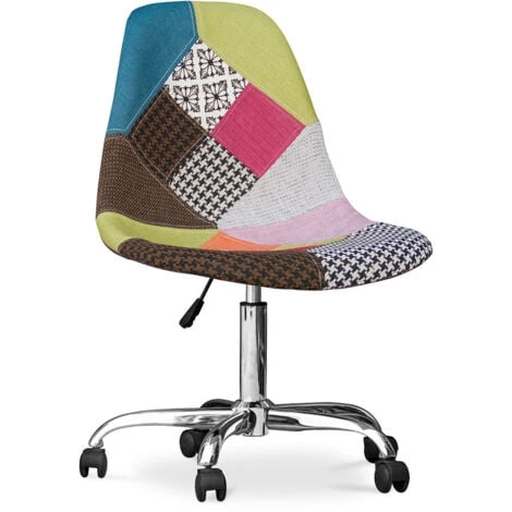 Sedia Da Ufficio Denisse - Patchwork Simona Multicolore - Acciaio, PP, Tessuto, Nylon 1 Sedia Da Ufficio Denisse - Patchwork Simona Multicolore - Acciaio, PP, Tessuto, Nylon
