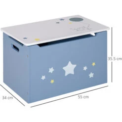 HOMCOM Cassapanca Baule Portagiochi In Legno Blu E Bianco Per Cameretta Bambini 7 HOMCOM Cassapanca Baule Portagiochi In Legno Blu E Bianco Per Cameretta Bambini -Armonia Casa 29444654 3