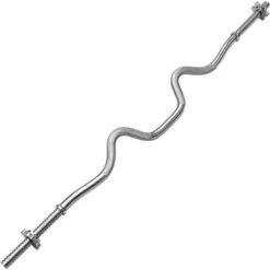 Trade Shop - Bilanciere Curl Curvo Ondulato 120cm Con Ferma Dischi Ez 25mm Sollevamento Pesi