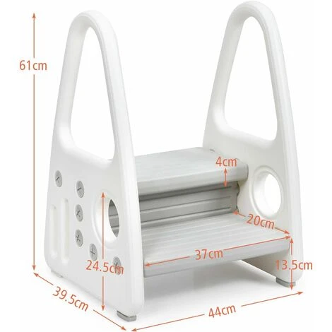Sgabello A 2 Gradini Per Bambini, Scaletta Alzabimbo Antiscivolo, Per Cucina Bagno, In Plastica, Capacita Di Carico 50kg 5 Sgabello A 2 Gradini Per Bambini, Scaletta Alzabimbo Antiscivolo, Per Cucina Bagno, In Plastica, Capacita Di Carico 50kg - immagine 5