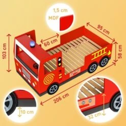 Letto Per Bambini Lettino Design Vigili Del Fuoco Stile Pompieri 200x90 Cm Legno Con Rete A Doghe Ruote 3D Sirena E Manubrio 7 Letto Per Bambini Lettino Design Vigili Del Fuoco Stile Pompieri 200x90 Cm Legno Con Rete A Doghe Ruote 3D Sirena E Manubrio -Armonia Casa 29666285 3