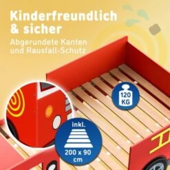 Letto Per Bambini Lettino Design Vigili Del Fuoco Stile Pompieri 200x90 Cm Legno Con Rete A Doghe Ruote 3D Sirena E Manubrio 8 Letto Per Bambini Lettino Design Vigili Del Fuoco Stile Pompieri 200x90 Cm Legno Con Rete A Doghe Ruote 3D Sirena E Manubrio -Armonia Casa 29666285 4