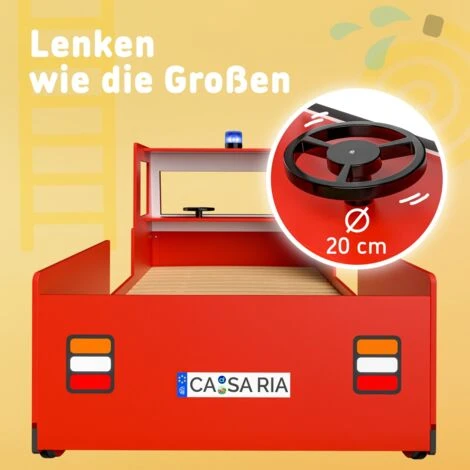 Letto Per Bambini Lettino Design Vigili Del Fuoco Stile Pompieri 200x90 Cm Legno Con Rete A Doghe Ruote 3D Sirena E Manubrio 5 Letto Per Bambini Lettino Design Vigili Del Fuoco Stile Pompieri 200x90 Cm Legno Con Rete A Doghe Ruote 3D Sirena E Manubrio - immagine 5