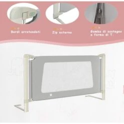 Barriera Letto Altezza Regolabile, Sponda Di Sicurezza Per Bambini Spondina Letto Anti Caduta (180cm) -Armonia Casa 30679951 3
