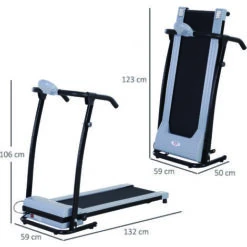 HomCom Tapis Roulant Elettrico Pieghevole Con Schermo LED 0.6HP, 112x59x125cm, Nero E Grigio -Armonia Casa 30953854 3