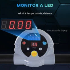 HomCom Tapis Roulant Elettrico Pieghevole Con Schermo LED 0.6HP, 112x59x125cm, Nero E Grigio -Armonia Casa 30953854 4