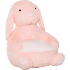 HOMCOM Poltroncina Per Bambini Forma Coniglio In Peluche Base Antiscivolo Rosa
